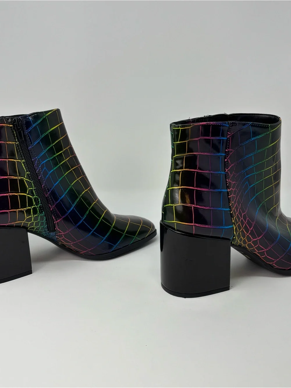 Mix No. 6 Benisa Rainbow Croc Embossed Ankle Boots Block Heel Size 10M - Picture 5 of 10